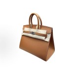 HERMES Birkin 25 Silver clasp platinum handbag 25 Women\'s Edition 37 Gold Brown